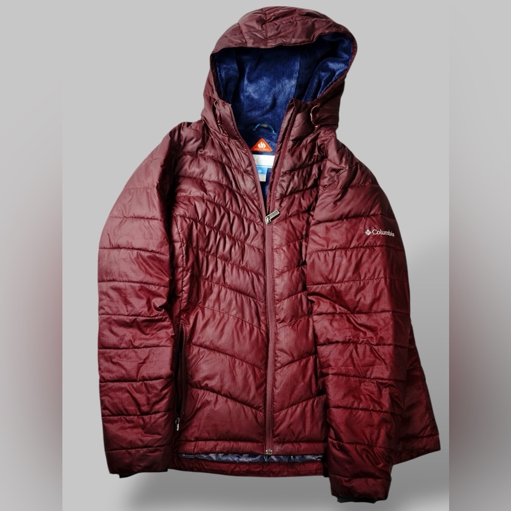 Columbia Womens Omni-Heat Insulated Hooded Burgundy Jacket L Winter Outdoor - Picture 6 of 17